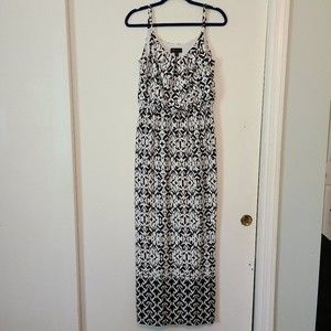 AB Studio blouson abstract maxi dress M